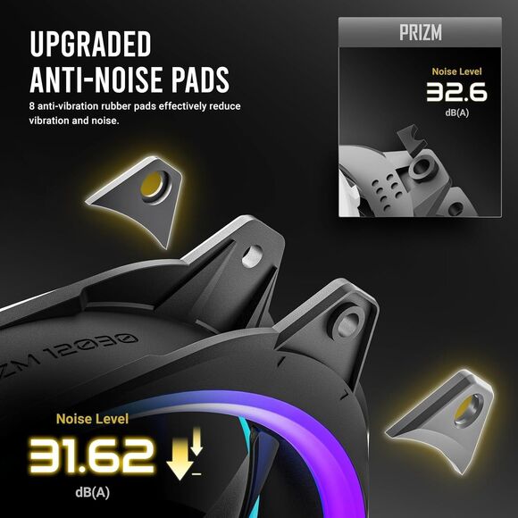 Antec RGB Fans 120mm x 30mm, 5V-3PIN Addressable RGB Fans, 30mm Thickness PC Fan - Picture 6 of 11